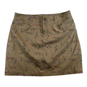 Eddie Bauer Skort Skirt SIZE 8 Adventurer 2.0 Olive‎ Green Print UPF 50 Stretch